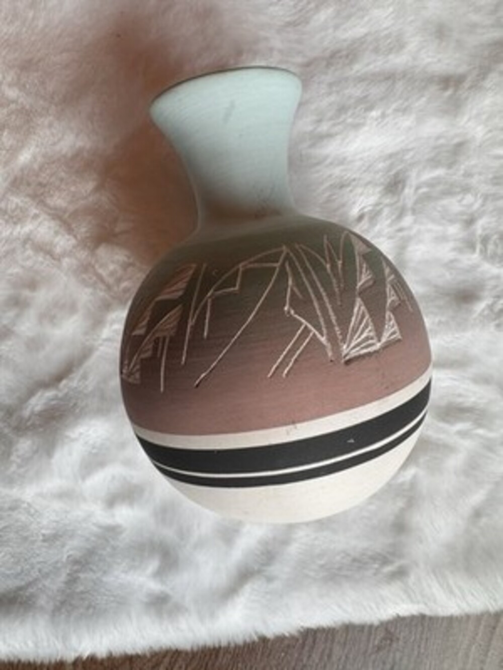 Vintage Native American Hand Carved Vase Nostalgic Native Southwestern Decor